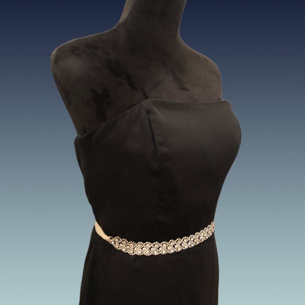 Simple strapless black formal dress